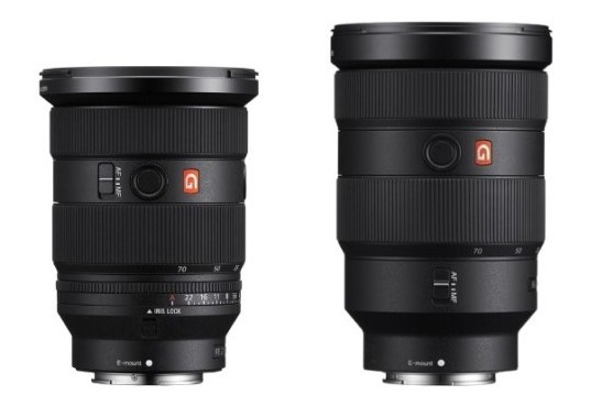 Usporedba veličine: FE 24-70mm f/2.8 GM II (lijevo) Vs. FE 24-70mm f/2.8 GM (desno)