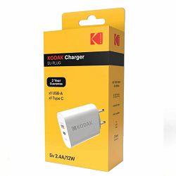 Kodak Dodatna oprema Punjač Dual USB (USB-A + Type-C), 5V/2,4A, 12W, EU plug
