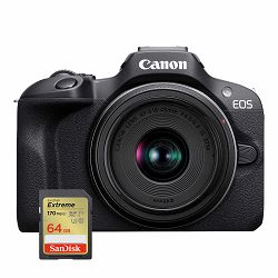 Canon Mirrorless Camera EOS R100 + RF-S 18-45mm f/4.5-6.3 IS STM + GRATIS SD Extreme 64GB