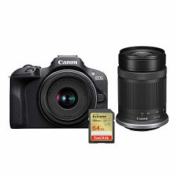 Canon Mirrorless Camera EOS R100 + RF-S 18-45mm f/4.5-6.3 IS STM + RF-S 55-210mm f/5-7.1 IS STM + GRATIS SD Extreme 64GB