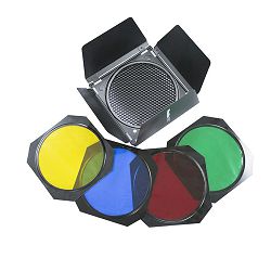 Phottix Barndoors, Grid and Gel Set (For 7" reflectors)