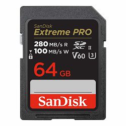 SanDisk Memorijska kartica Extreme PRO 64 GB, V60 UHS-II SD card, 280/100 MB/s SDSDXEP-064G-GN4IN