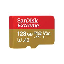 SanDisk Memorijska kartica SDSQXAA-128G-GN6AA Extreme microSDXC 128GB for Action Cams + SD Adapter R190MB/s / W90MB/s  A2 C10 V30 UHS-I U3