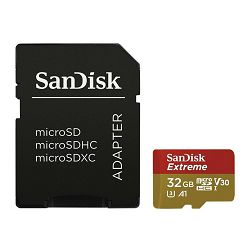 SanDisk Memorijska kartica SDSQXAF-032G-GN6MA Extreme microSDHC 32GB + SD Adapter + Rescue Pro Deluxe 100MB/s A1 C10 V30 UHS-I U3