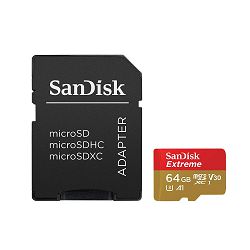 SanDisk Memorijska kartica SDSQXAF-064G-GN6MA Extreme microSDXC 64GB + SD Adapter + Rescue Pro Deluxe 100MB/s A1 C10 V30 UHS-I U3