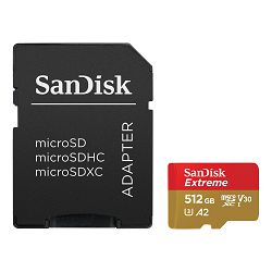 SanDisk Memorijska kartica SDSQXAV-512G-GN6MA Extreme microSDXC 512GB + SD Adapter R190MB/s / W130MB/s  A2 C10 V30 UHS-I U3