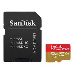 SanDisk Memorijska kartica SDSQXBG-032G-GN6MA Extreme Plus microSDHC 32GB + SD Adapter + Rescue Pro Deluxe R100MB/s  W90MB/s A1 C10 V30 UHS-I U3