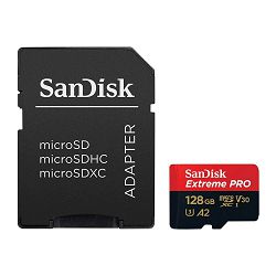 SanDisk Memorijska kartica SDSQXCD-128G-GN6MA Extreme Pro microSDXC 128GB + SD Adapter + Rescue Pro Deluxe R200MB/s / W90MB/s A2 C10 V30 UHS-I U3