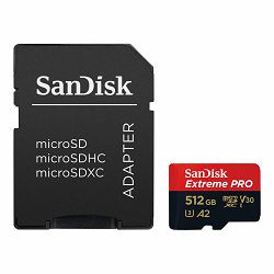 SanDisk Memorijska kartica SDSQXCD-512G-GN6MA Extreme Pro microSDXC 512GB R200MB/s  W140MB/s A2 C10 V30 UHS-I U3 + SD Adapter + Rescue Pro Deluxe