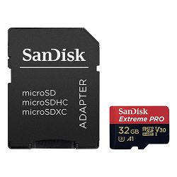 SanDisk Memorijska kartica SDSQXCG-032G-GN6MA Extreme Pro microSDHC 32GB + SD Adapter + Rescue Pro Deluxe 100MB/s A1 C10 V30 UHS-I U3