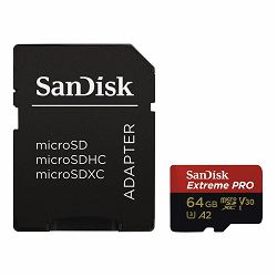 SanDisk Memorijska kartica SDSQXCY-064G-GN6MA Extreme Pro microSDXC 64GB + SD Adapter + Rescue Pro Deluxe 170MB/s A2 C10 V30 UHS-I U3