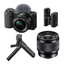 SONY Digitalni fotoaparat Alpha ZV-E10 + E PZ 16-50 + Wireless mikrofon ECM-W2BT + Shooting Grip GP-VPT2BT + Objektiv E 10-18mm f/4 OSS 
