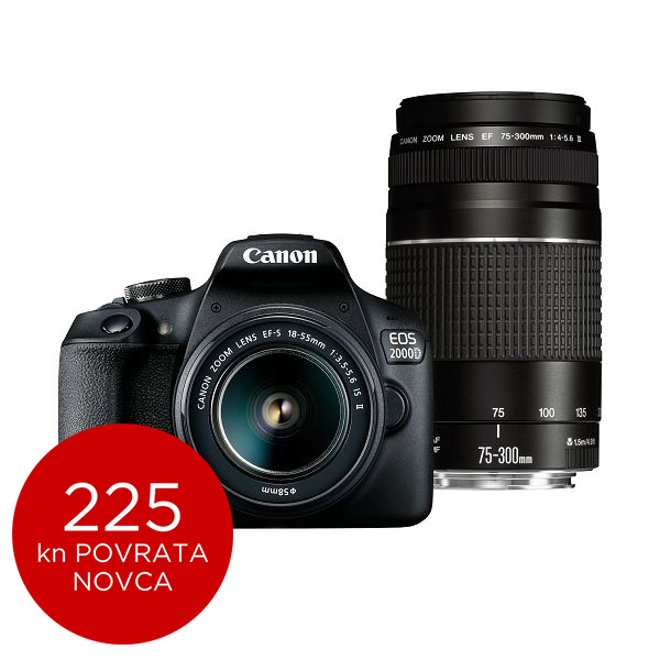 Canon Digitalni fotoaparat EOS 2000D + EF-S 18-55mm IS II + EF 75-300mm III
