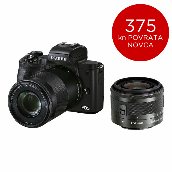 Canon Mirrorless Camera EOS M50 Mark II + EF-M 15-45mm + EF-M 55-200mm